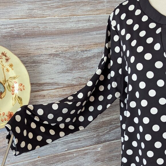 Lands' End Quick Dry Swim Cover-up Dress Black with White Polka Dots L Large - Picture 3 of 13